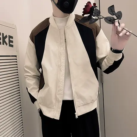 轻熟风棒球服外套男秋季INS韩版休闲撞色拼接高级感痞帅机车夹克商品大图