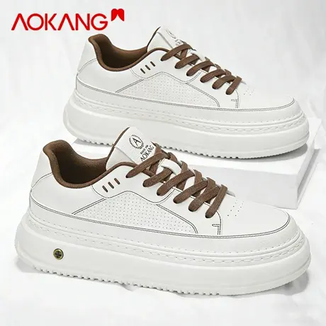 奥康男鞋2026新款春季休闲百搭小白鞋男厚底增高耐磨透气运动板鞋图片