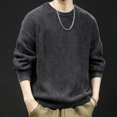 毛衣男冬季2023新款慵懒针织潮牌美式复古宽松大码男士外套秋冬款图片