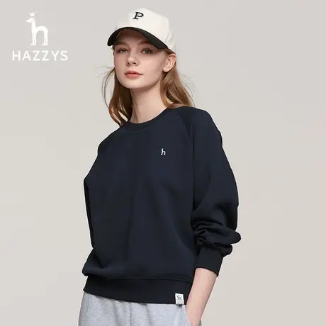 【双1直播闪降】Hazzys哈吉斯长袖卫衣女士秋季通勤圆领上衣休闲图片
