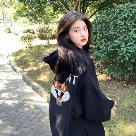 美式潮牌连帽oversize卫衣女秋冬2023新款情侣装加绒加厚重磅外套商品大图