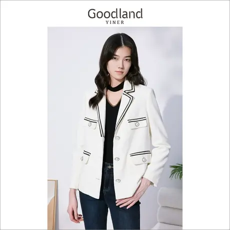 *【小香风】Goodland美地女装冬季设计感宽松西装外套商品大图