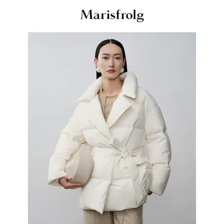 【商场同款】玛丝菲尔冬季新款中长款保暖收腰白鹅绒羽绒服商品大图