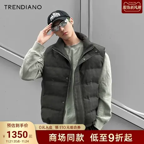 TRENDIANO官方字母提花立领羽绒背心马甲男潮2023新款冬季图片