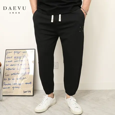 大依无忧夏季大码男装薄料束脚潮胖子加肥加大男士运动休闲针织裤商品大图