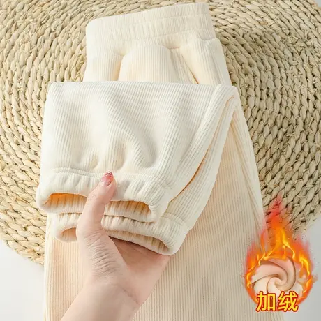 ZR真维斯雪尼尔女士裤子冬季2023新款设计感显腿长灯芯绒加绒裤女商品大图