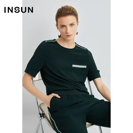 INSUN恩裳专选夏季撞色垂感易打理T恤商品大图