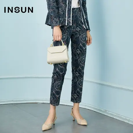 恩裳春季绣花九分小脚裤直筒显瘦裤图片