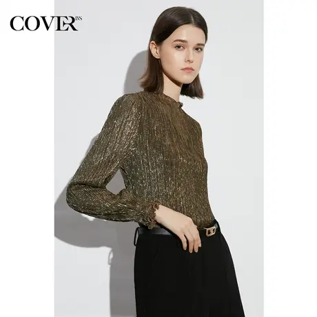 COVER春季鎏金朦胧感内搭优雅针织衫图片