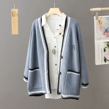 早秋季2023新款慵懒风复古高级感软糯针织毛衣开衫外套女秋冬上衣图片