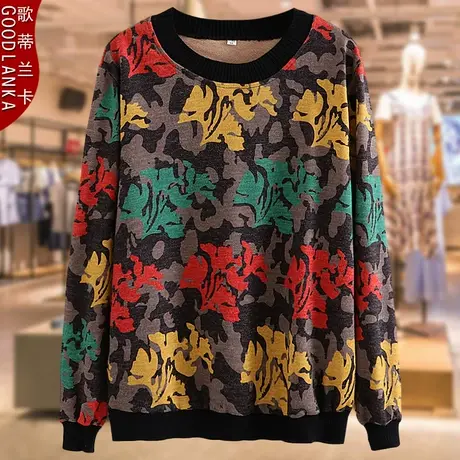 大码中老年女装夏季短袖T恤女宽松遮肚时尚中年妈妈洋气圆领上衣商品大图