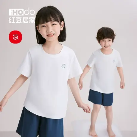 红豆儿童睡衣男童女童夏季凉感薄款短袖纯棉大童空调服家居服套装商品大图