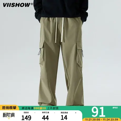 VIISHOW街头复古机能风工装束脚裤男女潮牌宽松阔腿休闲运动长裤图片