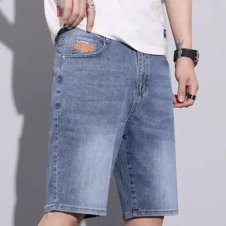 夏季薄款休闲牛仔短裤男士夏天过膝半截裤男裤子五分马裤外穿中裤商品大图