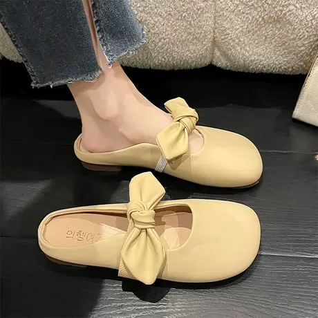 包头半拖鞋女外穿2023年春夏季新款时尚穆勒法式平底单鞋ins凉拖图片