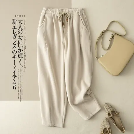 享永子【闲暇时光】复古休闲运动哈伦裤文艺显瘦宽松卫裤图片