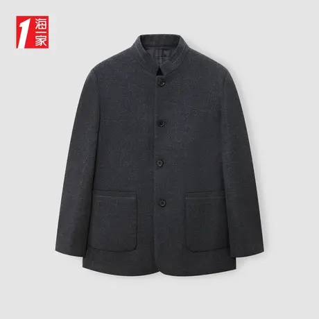 海一家商务休闲外套2023冬季新款简约立领舒适中年男士大衣图片