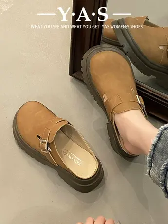 包头半拖鞋女夏季外穿2024年新款爆款网红厚底女士小众高级感凉拖商品大图