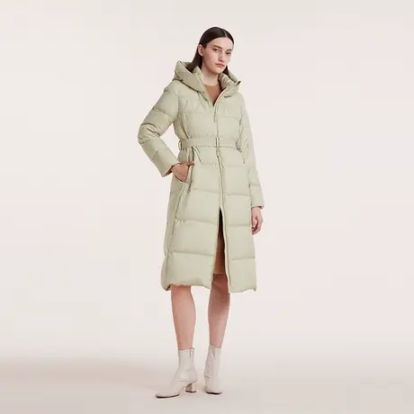 现货速发|歌莉娅长款羽绒服女2023冬季新款保暖鹅绒收腰连帽外套图片