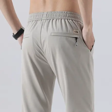 男士卡其色直筒夏季薄款男生宽松运动休闲长裤夏天冰丝男款夏裤子商品大图