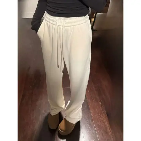 2024新款高腰阔腿长裤女早春韩版百搭宽松休闲运动拖地长裤子潮图片