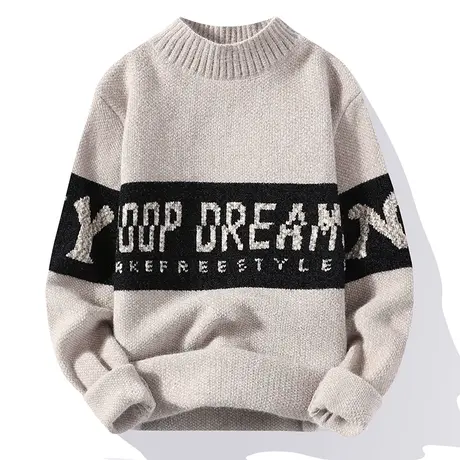 秋冬新款黄金貂绒毛衣男韩版休闲加厚款打底衫半高领秋衣圆领毛衫商品大图