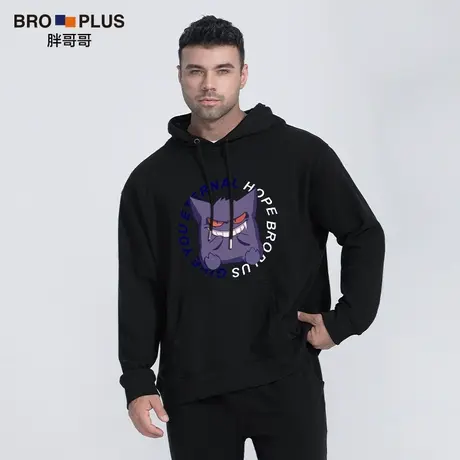 胖哥哥秋冬重磅卫衣男大码加厚纯棉卡通连帽运动衫外套宽松潮胖子图片