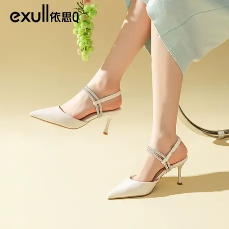 依思q高跟凉鞋女包头女鞋2024新款法式气质名媛尖头单鞋配裙子鞋商品大图