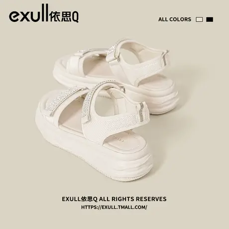 依思q运动凉鞋户外女款2024年夏季新款松糕厚底软底踩屎感沙滩鞋商品大图