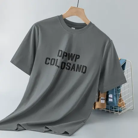 美式重磅纯棉短袖t恤男宽松潮流液氨长绒棉夏季半袖圆领全棉体恤商品大图