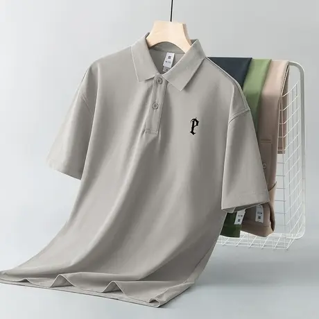 翻领polo衫短袖t恤男商务休闲保罗有领半袖冰丝凉感带领体恤衣服商品大图