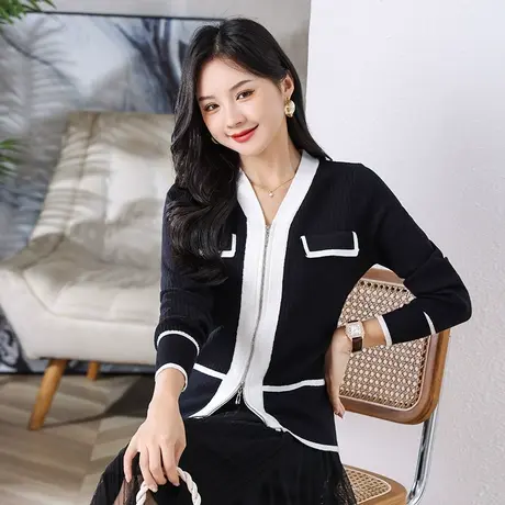 2023年秋冬新款女装时尚大码胖mm遮肉显瘦开衫百搭针织上衣女洋气图片