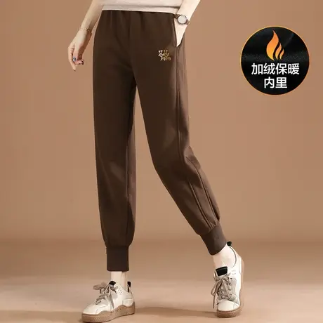 韩潮袭人松紧腰加绒加厚卫裤休闲裤女2023冬季新款宽松束脚裤长裤图片