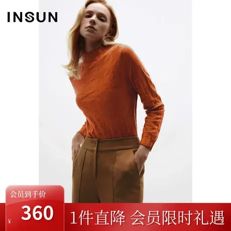 恩裳COVER冬季2022舒适美丽诺羊毛打底衫浅纹肌理百搭毛织衫商品大图