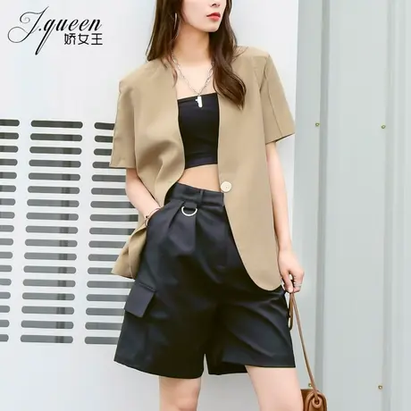 西装外套女夏季薄款复古港味气质简约宽松显瘦网红休闲短袖小西服商品大图