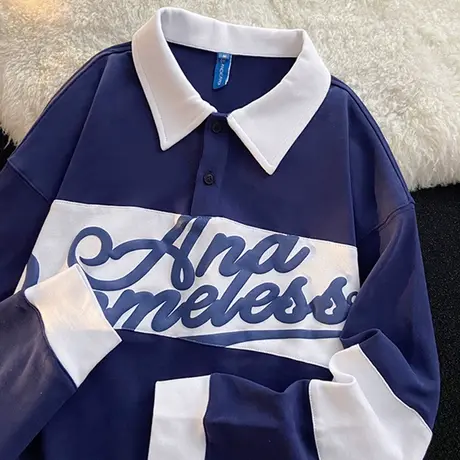 polo领卫衣女春秋薄款宽松韩版设计感小众上衣美式复古外套潮ins商品大图