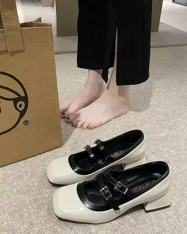 高跟鞋女2023年夏秋季新款玛丽珍女鞋粗跟法式复古气质赫本风单鞋图片