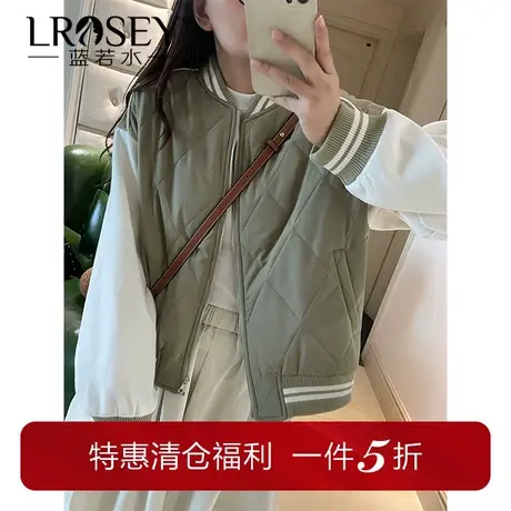 蓝若水大码女装小个子美式棒球服棉衣胖MM冬季新款保暖显瘦厚外套商品大图