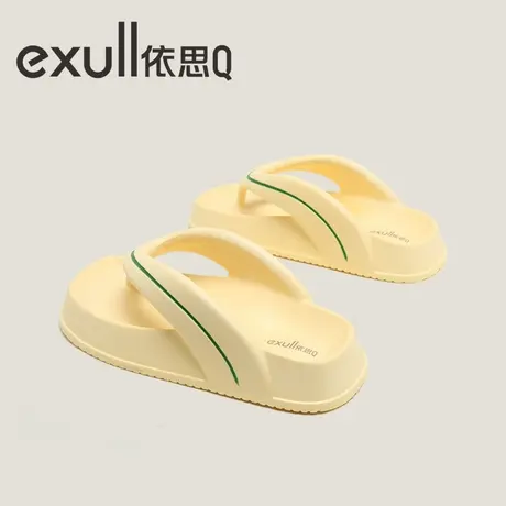 依思q人字拖女夏季厚底海边外穿夹脚凉鞋防滑新款白色时尚拖鞋女商品大图