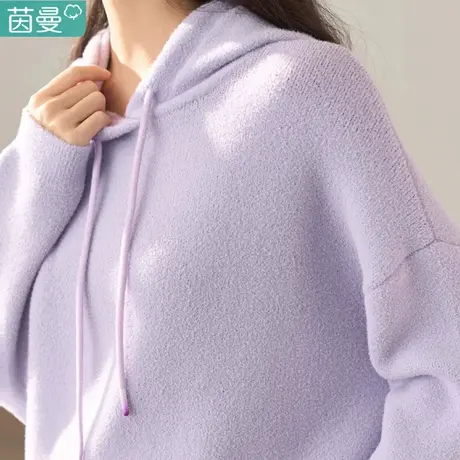 茵曼紫色打底毛衣女2023年秋季新款软糯套头针织衫长袖上衣慵懒风商品大图