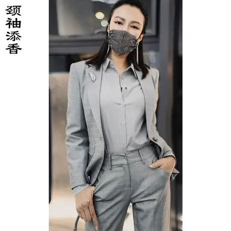 颈袖添香2023春秋时尚气质女神范职业装羊毛职业套装两件套商品大图