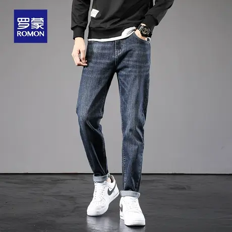 罗蒙牛仔裤男春秋新款韩版小脚弹力休闲裤中青年男士修身长裤子潮图片