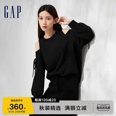 Gap女装秋季2023新款LOGO宽松廓形露肩卫衣889285休闲上衣图片