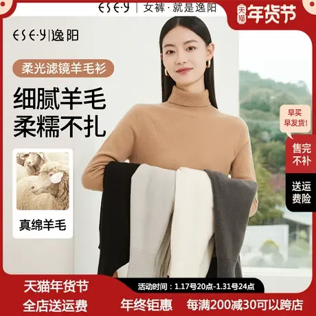 逸阳多彩高领毛针织衫女2023秋新款宽松休闲遮肉显瘦毛衣上衣3098商品大图