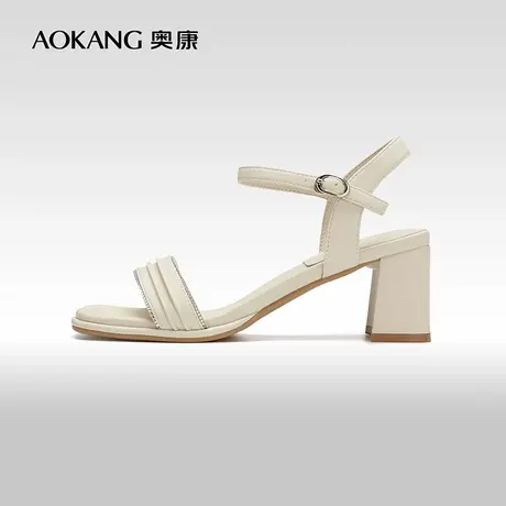 【门店发货】奥康女鞋2023夏季新款水钻装饰鞋面高跟鞋时尚女凉鞋图片