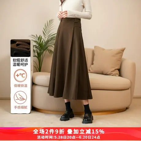 娅丽达设计感高腰百褶半身裙女2024秋冬新款马面裙气质西装a字裙图片