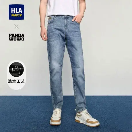 HLA/海澜之家panda wowo熊猫牛仔裤24春夏季新款宽松锥形裤子男士商品大图