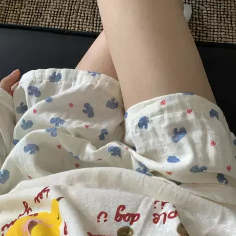 蝴蝶结小象睡裤女短裤纯棉夏季休闲可外穿遛弯家居裤子学生有口袋图片