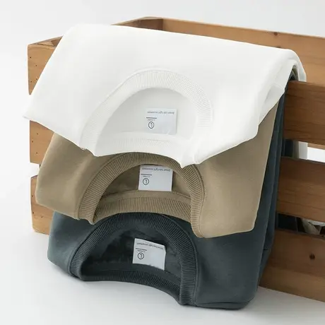 320g重磅圆领卫衣男秋冬款加绒加厚纯色白色无帽上衣保暖长袖t恤商品大图