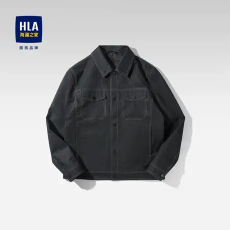 HLA/海澜之家山不在高夹克23秋季新款翻领明线仿牛仔休闲外套男装图片